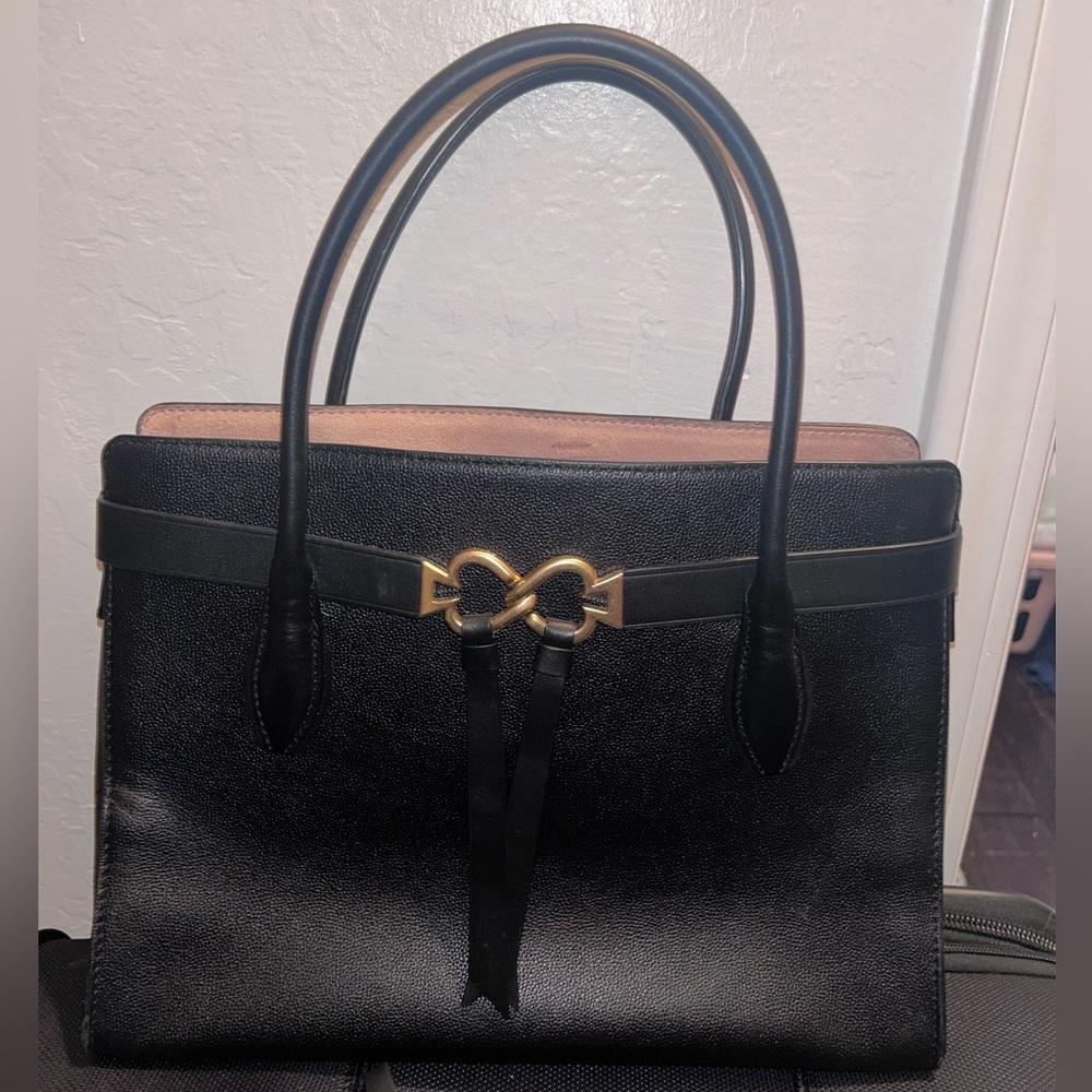 kate spade Black Leather Satchel with Gold Hardware